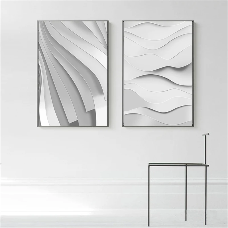 Nordic Canvas Painting Black White Poster Print Living Room Bedroom Office Modern Stereoscopic