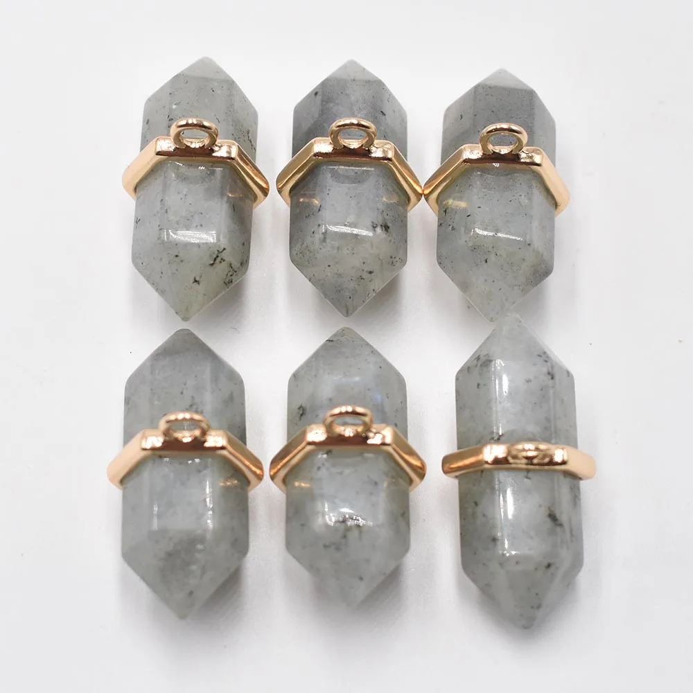 Natural crystal quartz pillar shape point Chakra charms pendants for jewelry making Wholesale 6pcs/lot free shipping