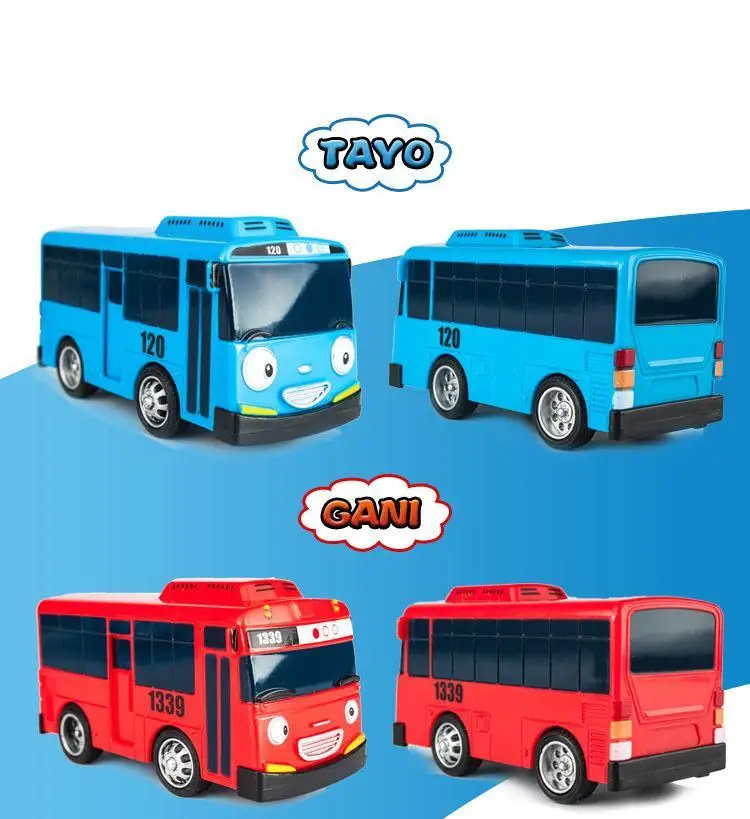 Korean Anime Model Toys The Little Bus Miniature Car Plastic Baby Garage Tayo Bus Birthday Gift for kids 4pcs/set HOT