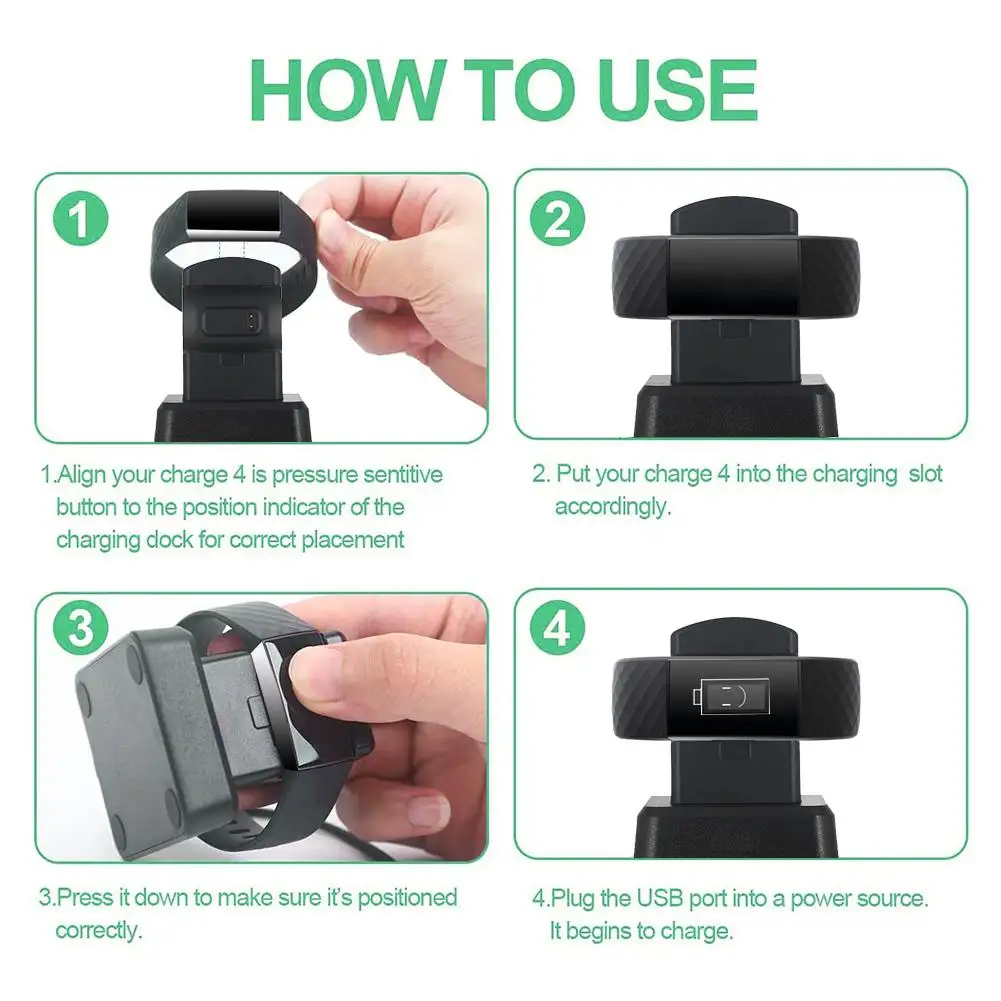 New Portable Smart Watch Charger For Fitbit Charge 4 Smartwatch Safe Replacement Charger Dock Stand Charging Cable Station Base