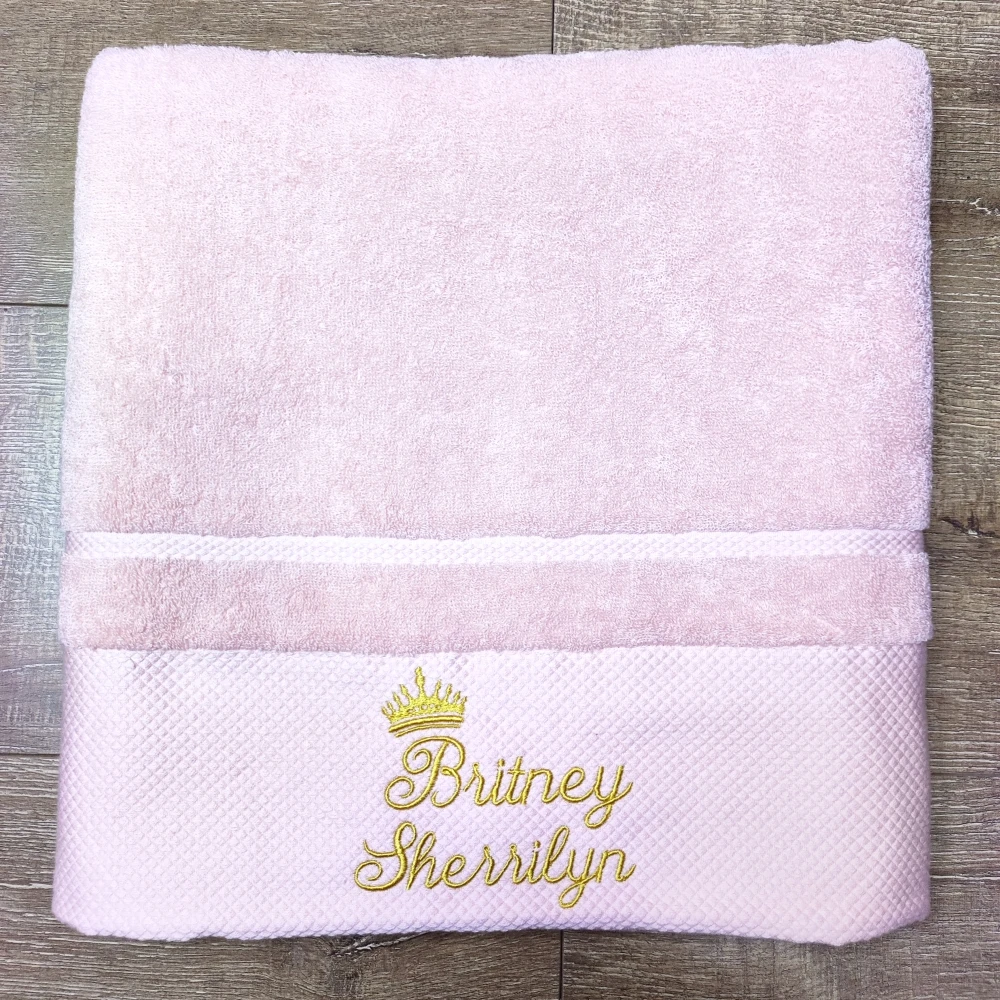 10 Colors Customized Towel Embroidery Pesonalized Towels Crown with Name Spa Beauty Salon Logo Black Purple Pink White Towel