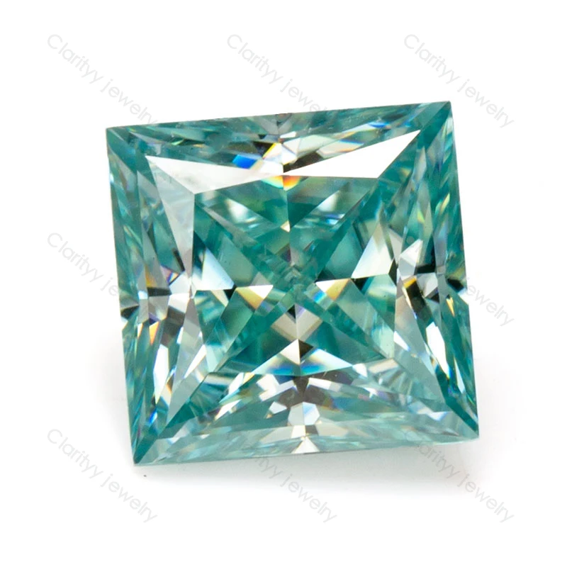 

Holycome Moissanite Wholesale Size Price 4.5x4.5mm VVS1 Aqua blue Princess Cut Lab Grown Loose Moissanites Stone Test Positive