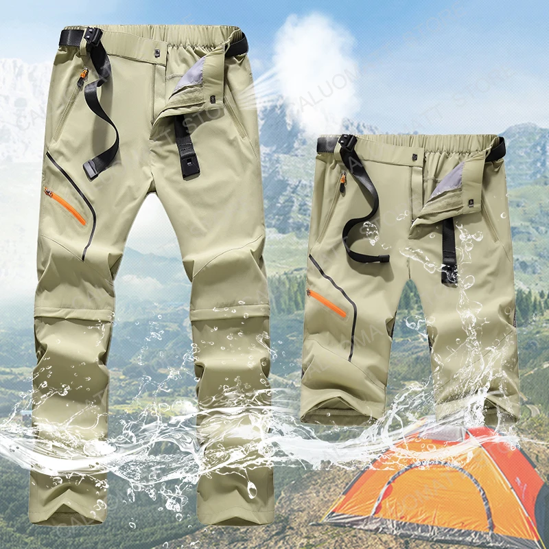 Men Spring Autumn Outdoor Lightweight Quick-drying Pants 2021 Men's Summer Thin Hiking Trousers Detachable Slim Stretch Pants