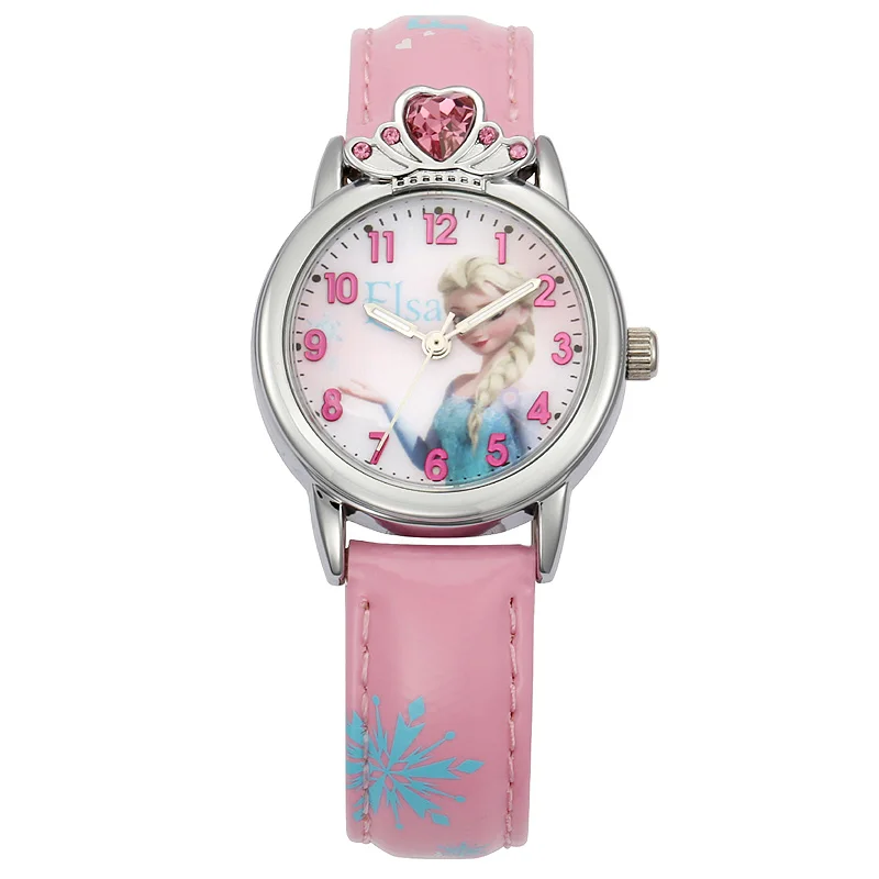 Disney-Reloj de pulsera de cuarzo para niña, cronógrafo con dibujos animados de Frozen, princesa Elsa, corona, resistente al agua, luminoso, para adolescentes y estudiantes, nuevo