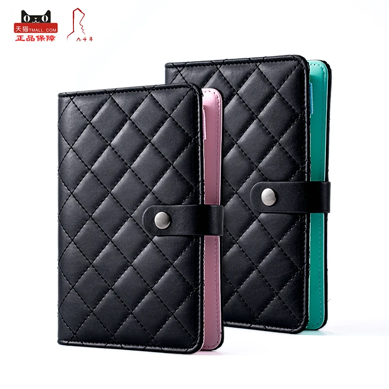 Luxury Quit Style PU Leather A6 A5 6 Ring Binder Journal Notebook Office Supplies Fashion Loose-Leaf Black Quilted Planner