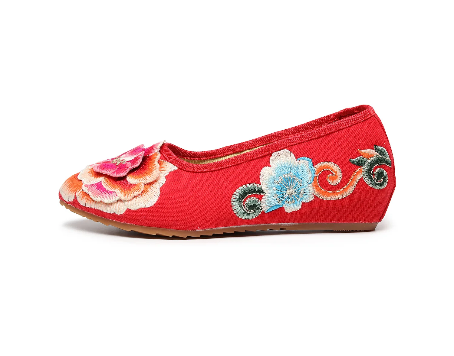 Women Autumn Chinese Style Embroidered Flat Shoes Low-heeled Cloth Shoes CN34-41