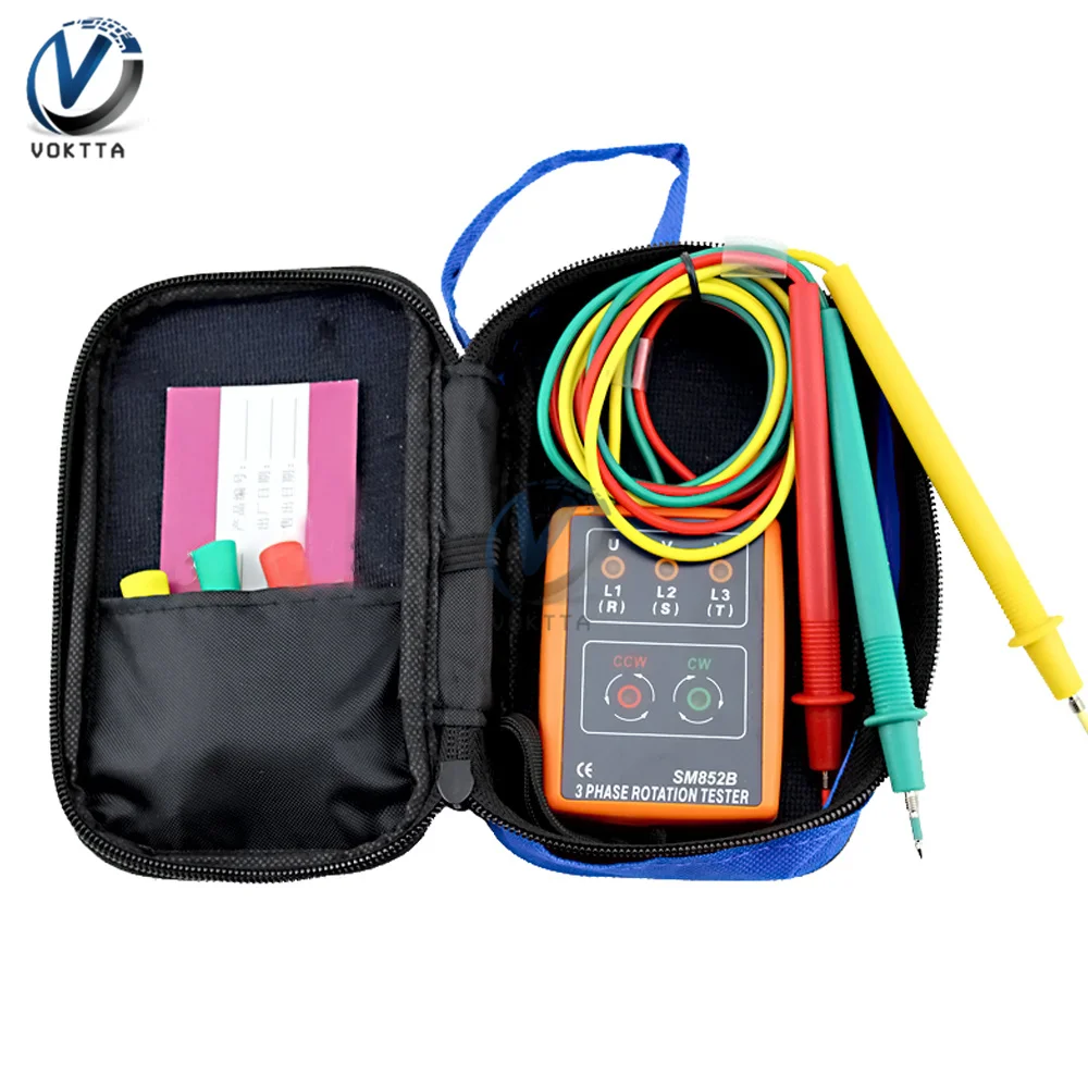 Imagem -05 - Digital Medidor de Seqüência de Fase Testador Fase ac Medidor de Seqüência de Fase Detector Indicador Led Buzzer 60v600v Tensão Tester Sm852b