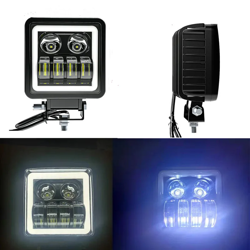 

2PCS/1PC 12V-80V Waterproof Square Angel Eyes LED light Portable Spotlights Motorcycle Offroad Truck Driving Car Boat Work Light