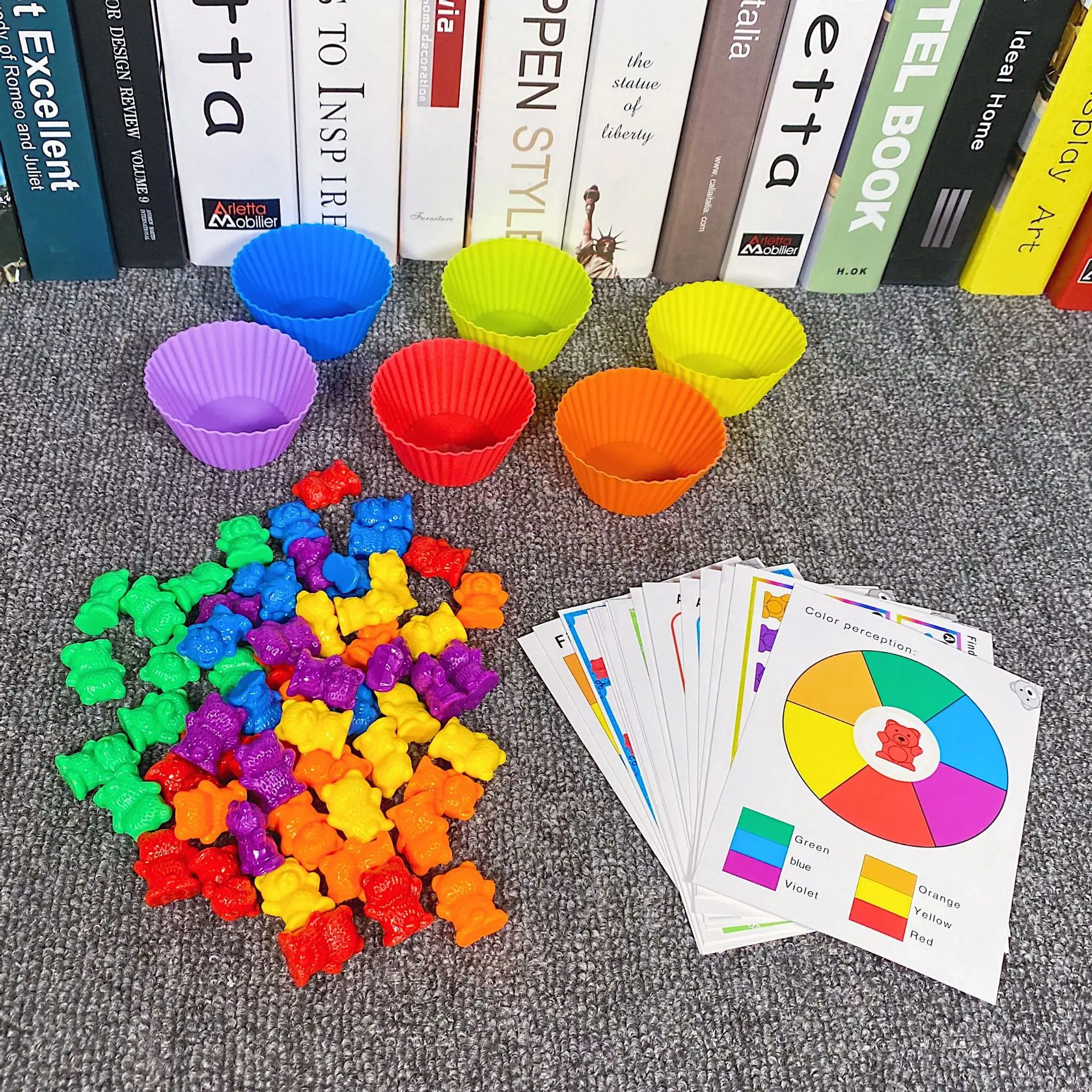 Counting Mathematics Rainbow Muffin Cup Six Color Weights Little Bear Children Toys Montessori Teaching Aids