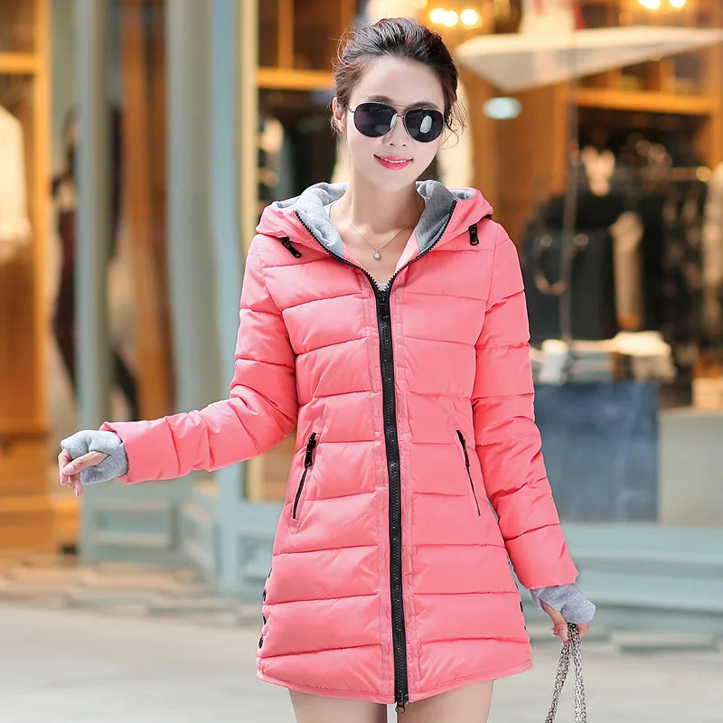 Korean Slim-Fit Down Cotton Winter Coat Female Jacket Hooded Warm Women\'s Clothing Blue Yellow Manteau Casaco Feminino Inverno