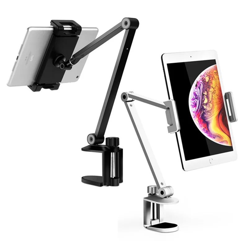 Long Arm Foldable Rotatable Phone tablet Holder stand for 4-13 Inch Tablet Phone desk Mount support Stand for iPad Air Pro 12.9