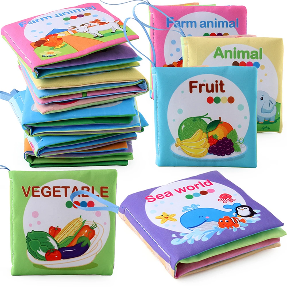 Soft Cloth Books Rustle Sound Infant Books Baby Books Quiet Books Educational Stroller Rattle Toys for Newborn Baby 0-12 month