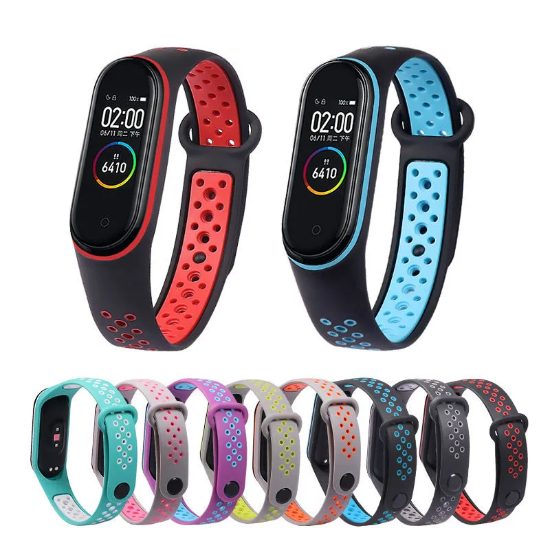 2/10pcs Strap For Xiaomi Mi Band 7 6 5 4 3 Anti-sweat Two-color Silicone Sport Bracelet Wrist Replacement Strap For miband 4