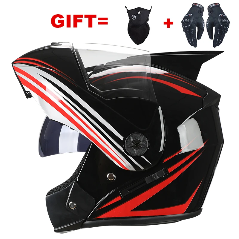 

NEW DOT For Adults Double Visors Modular Double Electric Motocross Helmet FullProfessional Dual Lens 2022