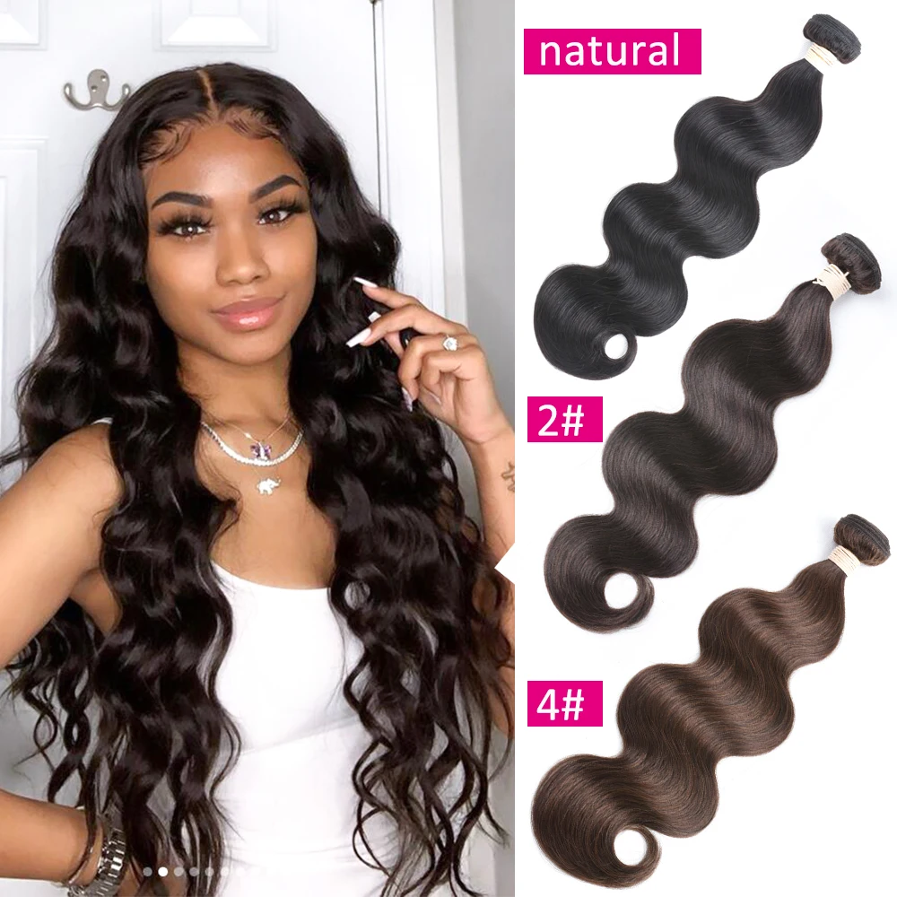 BEAUDIVA Body Wave Bundles #4 Brown Colored Human Hair Bundles Malaysian Body Wave Human Hair Bundles  #2 #4 Hair Extensions