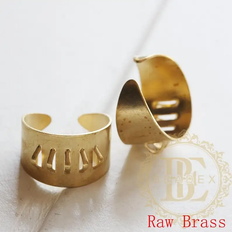 Solid Brass Bling Ring Base - Finger Ring - Adjustable - Open End - 22x20mm (3768C)