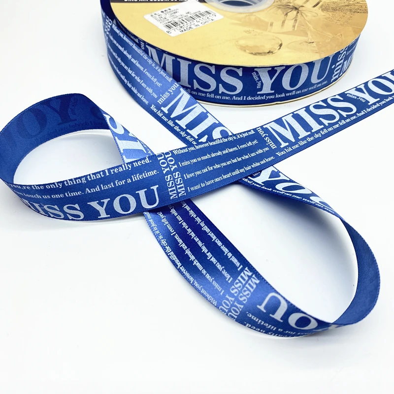 5 yards 25mm Printed 'MISS YOU' Satin Ribbon for Gift Wrapping Wedding Decoration Hair Bows DIY image 6