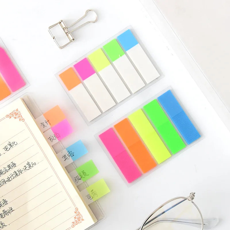 1 Pcs Fluorescence Colour Self Adhesive Memo Pad Sticky Notes Bookmark Point It Marker Memo Sticker Paper Office School Supplies