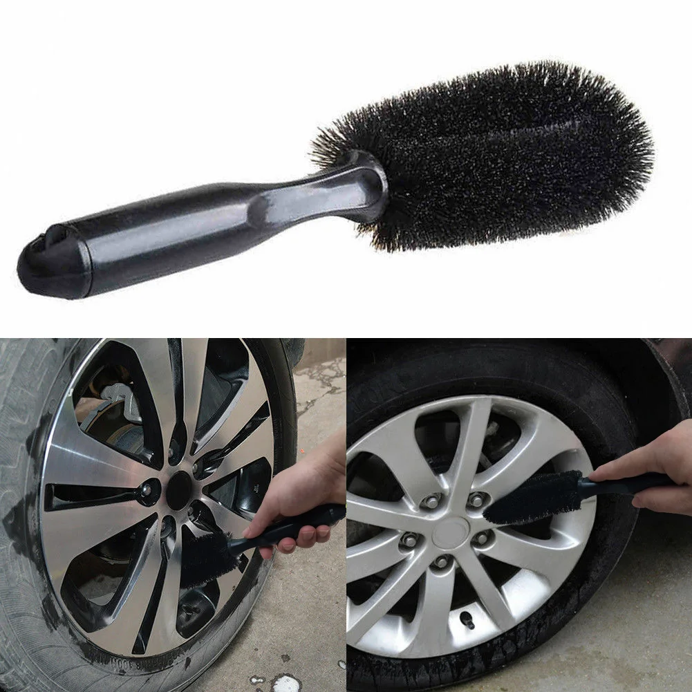 1Pcs Vehicle Wheel Brush Washing Car Tire Rim Cleaning Handle Brush Tool for Car Truck Motorcycle Bicycle Auto Car Brush Tool