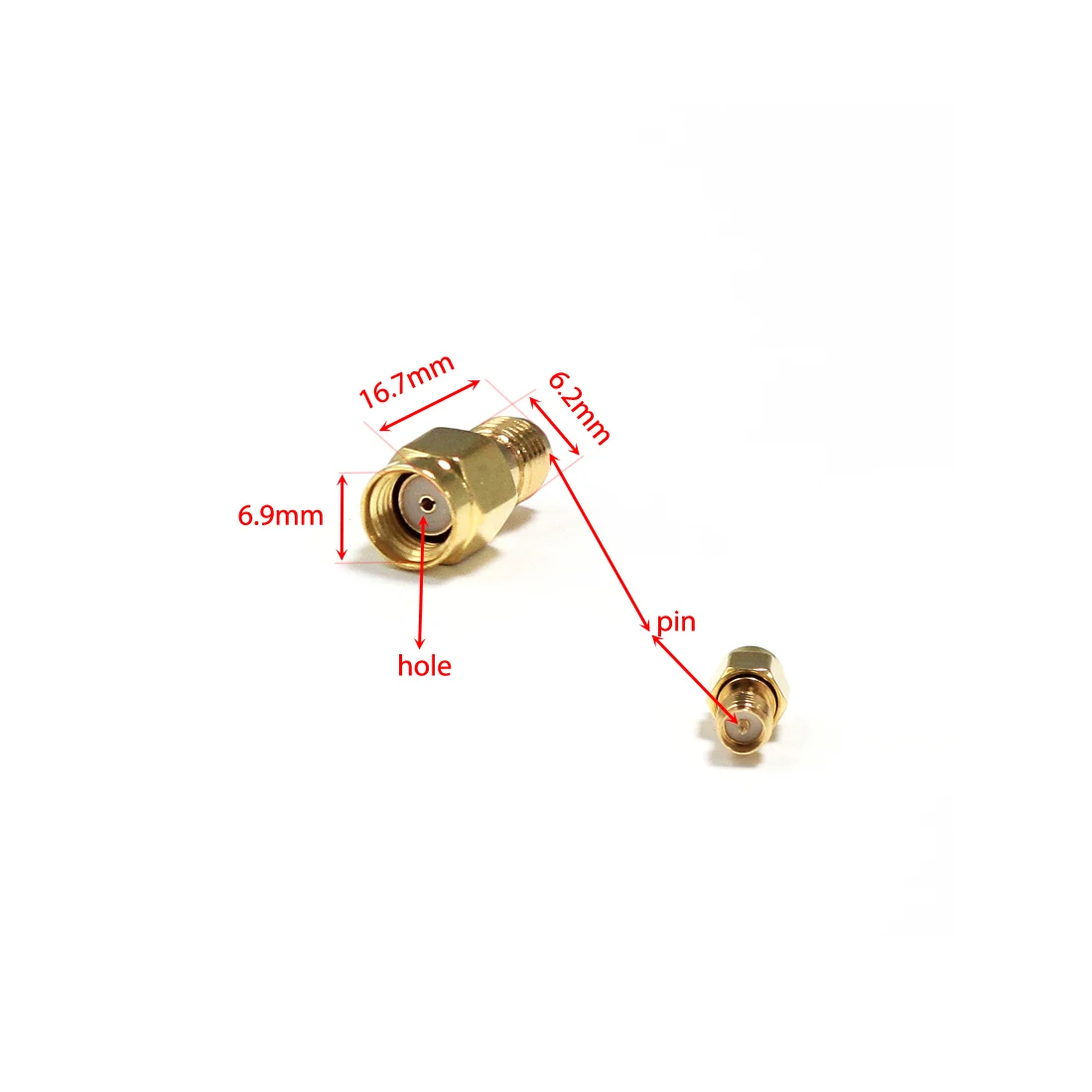 Adaptador reto banhado a ouro, acoplador coaxial RF, interruptor reverso RP SMA masculino, atacado, novo, 1pc