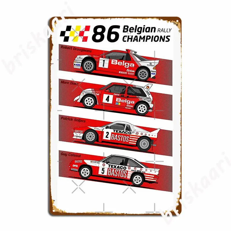 1986 Belgian Rally Kings Poster Metal Plaque Vintage Party Pub Garage Decoration Tin Sign Poster