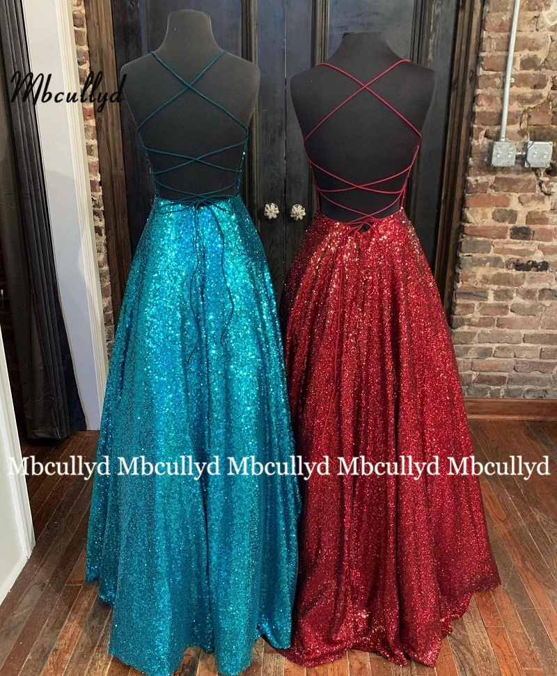 Real Photo Sequins Evening Dresses V Neck Sexy Glitter A-line Burgundy Party Dress Formal Party Gown   Robe de Soiree