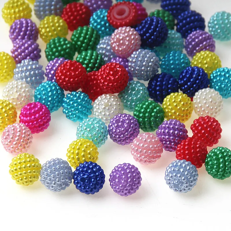 100pcs/pack 10mm Mixed Colors Bayberry Acrylic Beads Imitation Pearl Beads Fit Europe Beads For Jewelry Making DIY Accessories