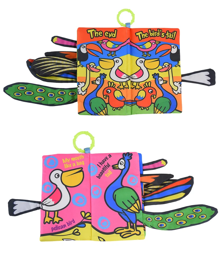 Tear Not Torn Washable With Sound Paper Baby Early Education Three-Dimensional Animal Body Tail Cloth Book