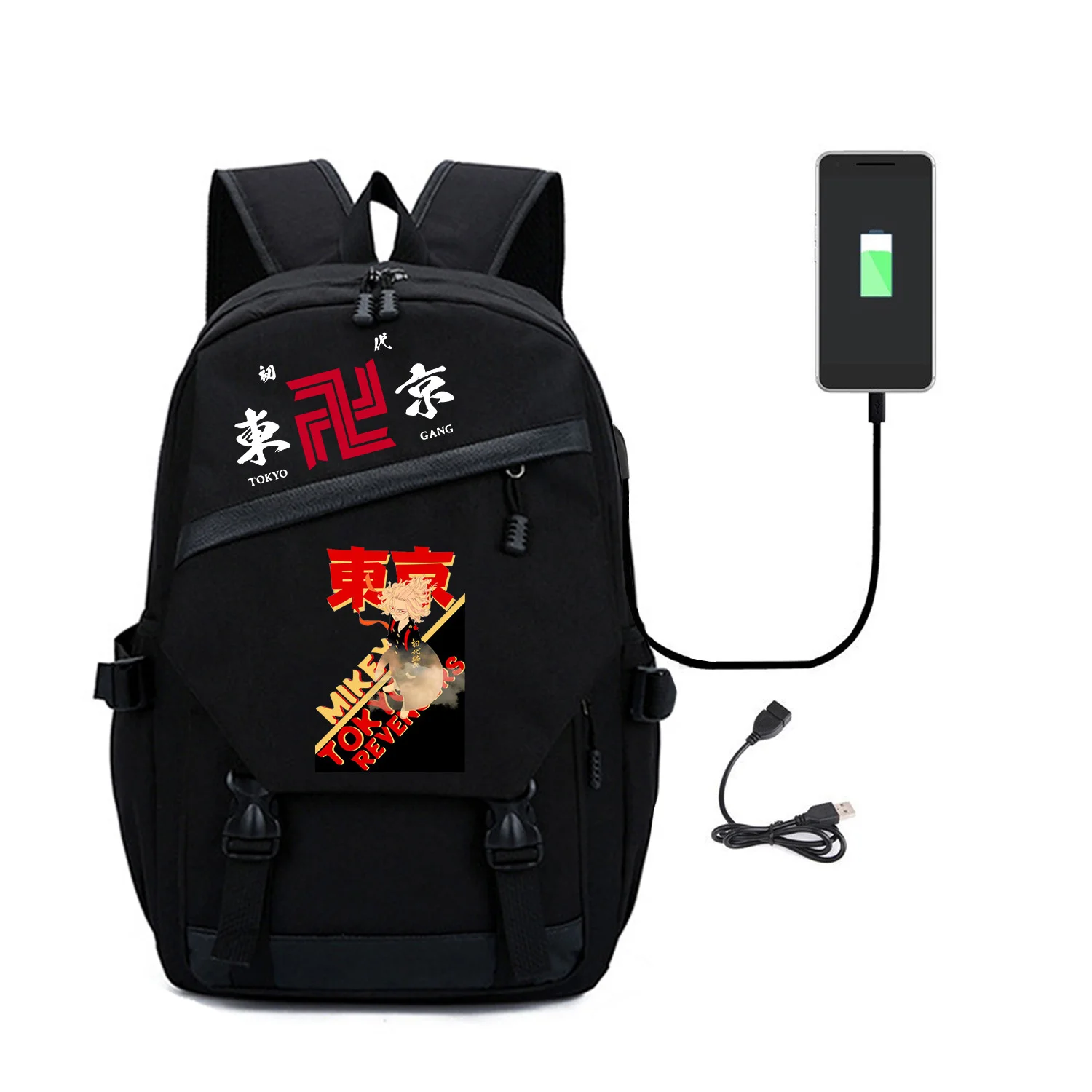 Tokyo Revengers Backpack Anime Cosplay School Bags USB Black Computer Unisex Travel Daypack Student Bookbag Casual Shoulderbags