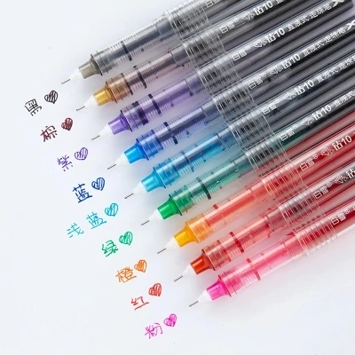 

Straight liquid type ball pen 0.5 black Carbon gel ink pen Student stationery 10pcs free shipping