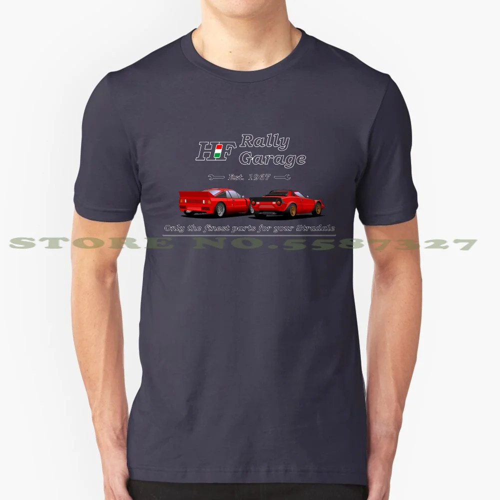 Hf Rally Garage 100% Pure Cotton T-Shirt Lancia Rally 037 Delta 2Wd Martini Racing Auriol Biasion Alen Bettega Toivonen Cresto