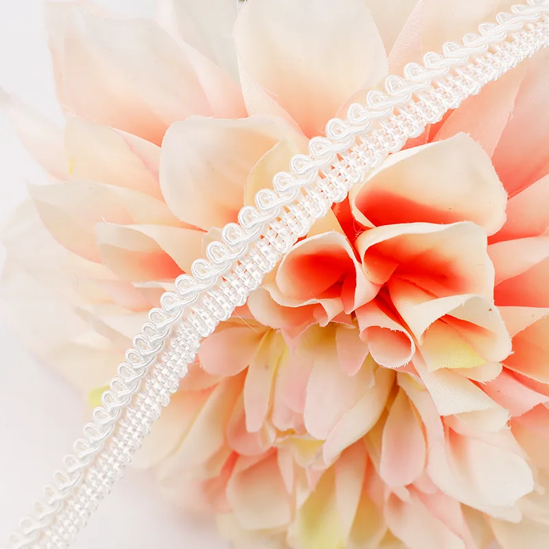 5Meters 1cm wide Black White Polyester Corrugated Braided Lash Crochet Ribbon Curved Edge Lace Unilateral Centipede Lace Band