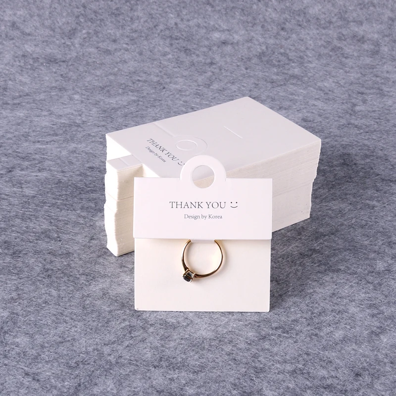 

2022 New Jewelry Stand 100Pcs/Lot 6x6cm White Finger Ring Card Paper Keyring Display Earring Hoop Packaging Cards Thank You