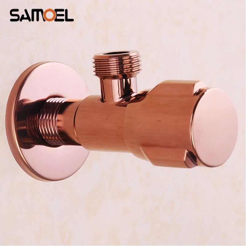 

Brass Rose Gold Angle Valve Rose Golden Triangular Valve for Bathroom Basin Cold Hot Water Faucet JF1000