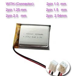 Akumulator polimerowy LiPo 3,7 V 1200 mAh 4,44 Wh 103040   JST 2pin 1.5 2.0 2.54mm dla odtwarzacza gier kamera GPS Tablet PC