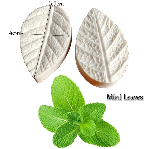 Mint Leaf Veiner Silicone Mold Water Paper Fondant Gumpaste Sugar Clay Flower Cake Decorating Moulds DIY M2105