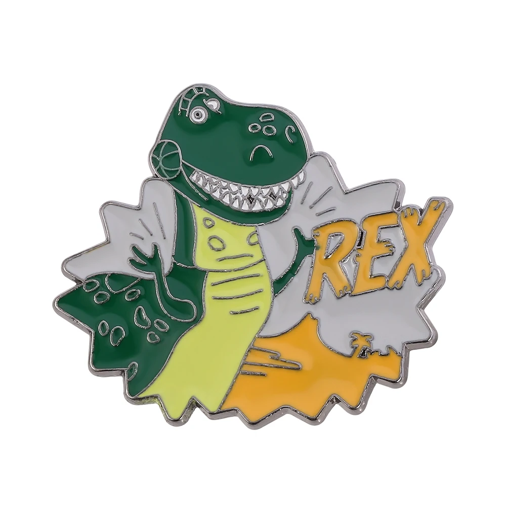 Disney Movie Toy Story Dinosaur Brooch Metal Enamel Pins Clothes Badge Brooches Accessories For Kids