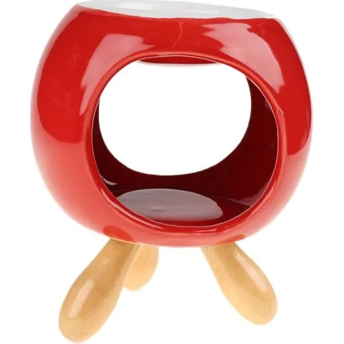 Attach Wood Floor Standing Oval Ceramic Censer Red