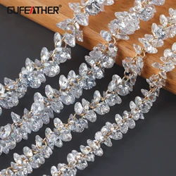 GUFEATHER C206,zircons chain,pass REACH,nickel free,18k gold plated,copper,charms,diy bracelet necklace,jewelry making,10cm/lot