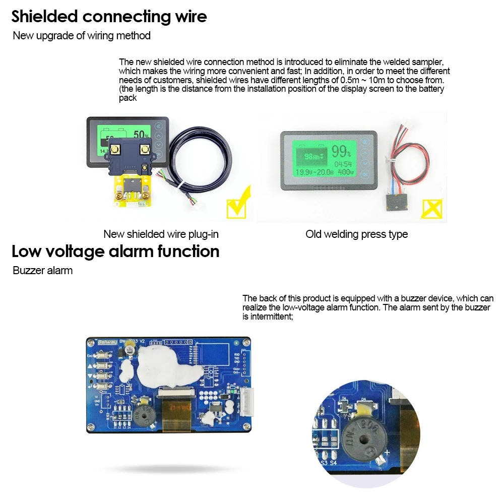 TF03K Coulomb Meter Electric Car Touring Car Battery Level Indicator Voltmeter Amperemeter 12V 24V Capacity Detector 8-120V 500A