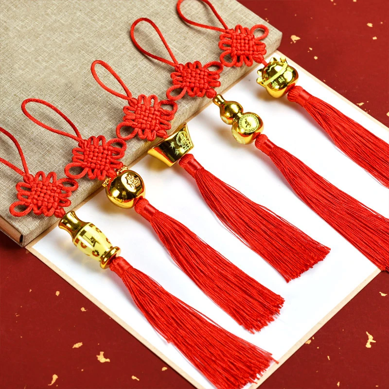 Chinese Knot 2022 Lunar New Year Decorations For Home Pendant Hanging Ornaments Spring Festival Festive Red Tassel Ears Gift