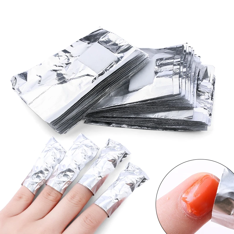 Removedor de uñas de Gel de papel de aluminio, toallitas para quitar esmalte, removedor de Gel UV acrílico, envolturas con acetona, herramientas de manicura, 50/100 piezas