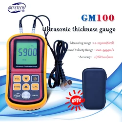 Benetech-Ultrasonic Espessura Gauge, GM100, 1.2-225mm, Aço, Digital LCD, Ultrasonic Espessura Medidor, Tester Gauge, 0,1 milímetros Resolução