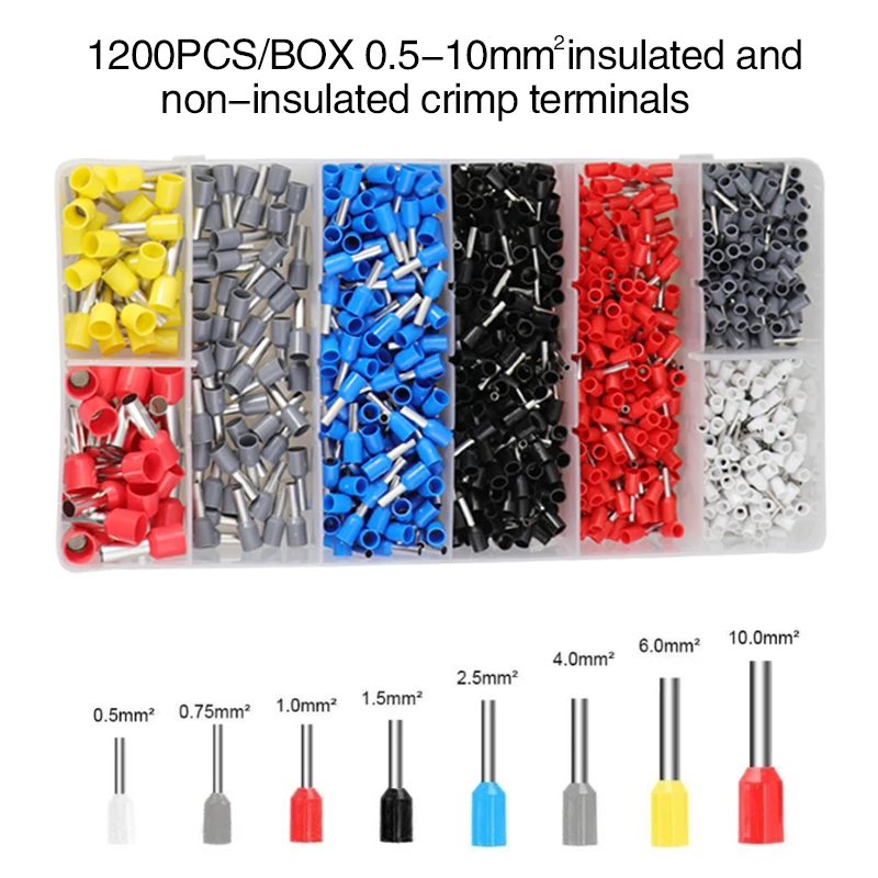 Alicate de crimpagem hsc8 6-4, 0.25-10mm, 23-10awg, 1200 peças, conjunto de terminais tipo tubo, ferramenta autoajustável de embutir, 700-6mm d3