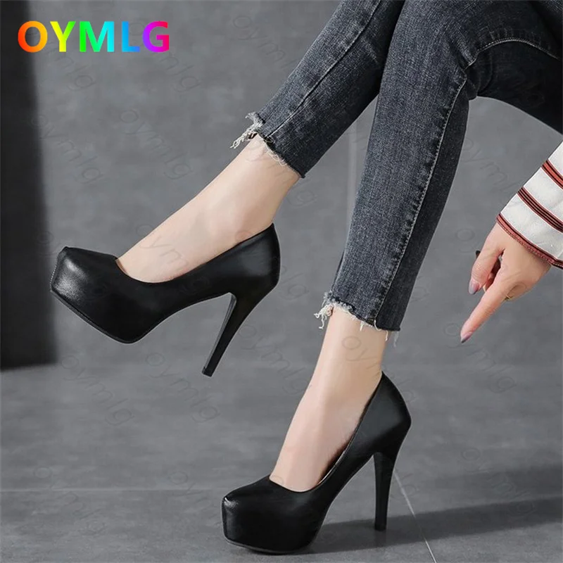 New high heels women stiletto princess waterproof platform nightclub super high heel single shoes black women\'s shoes