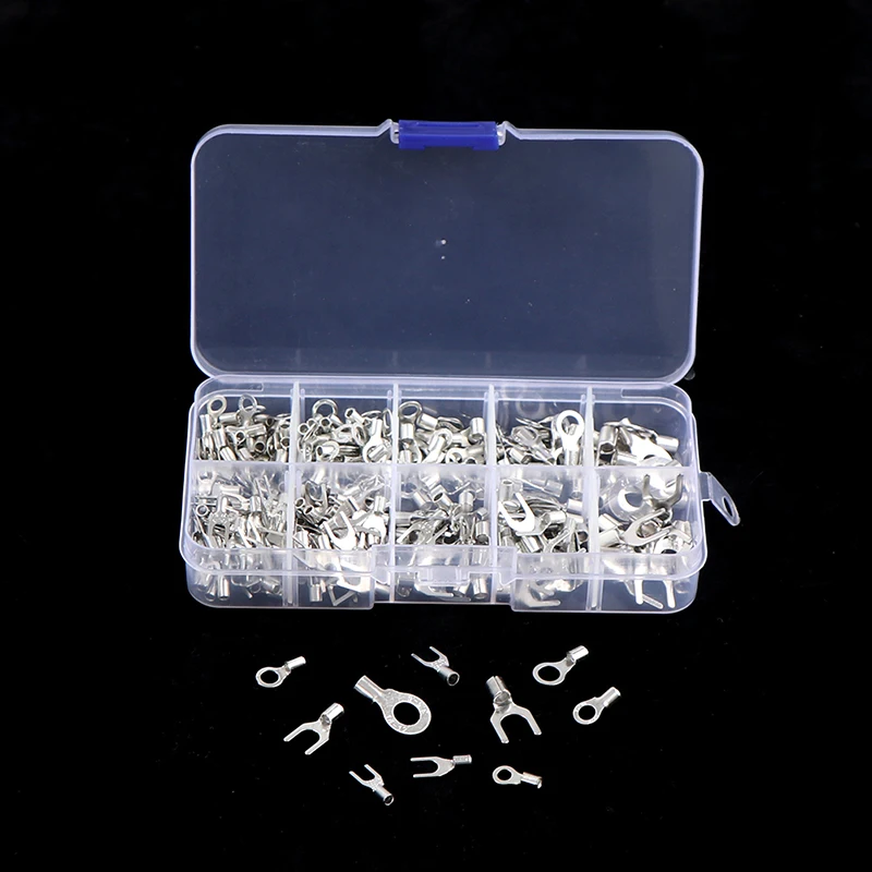 320Pcs/Set 10 In 1 Terminals Non-Insulated Ring Fork U-Type Brass Terminals Assortment Kit Cable Wire Connector Crimp Spade