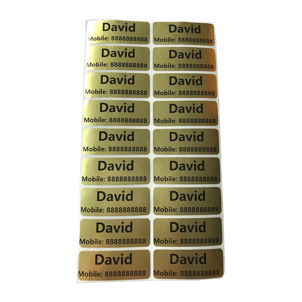 Pegatinas personalizadas de oro mate, etiquetas impermeables personalizadas, papelería escolar para niños, pegatina para lápiz y botella de agua