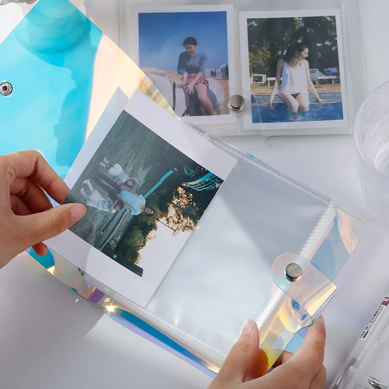 Yoofun 100/50 Pockets PVC Portable Photo Album Laser Color Album for Mini Instax & Name Card Album Photo Book Transparent