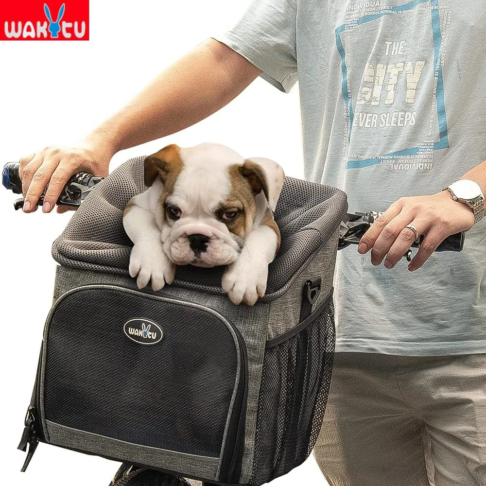 

Wakytu Dog Bicycle Carriers Ventilate Backpack for Traveling Bike Riding Puppy Carrier for Small Dogs Detachable Pets Carriers