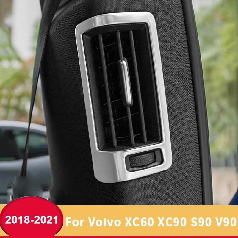 For Volvo XC60 XC90 S90 V90 2018 2019-2021 ABS Car Inner Rear Center Pillar Side Air Vent Outlet Cover Trim Stickers Accessories